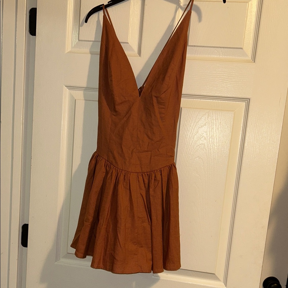 Rust Brown Sleeveless Fitted Synch Dress